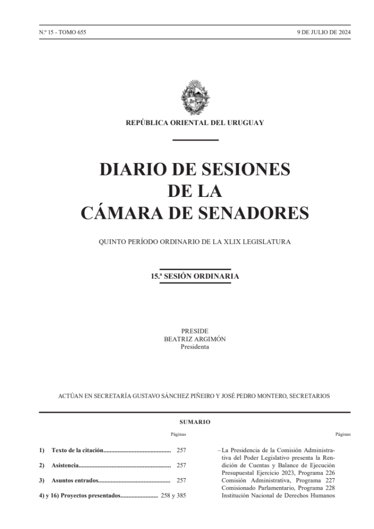 DIARIO DE SESIONES DE LA CAMARA DE SENADORES del 09/07/2024